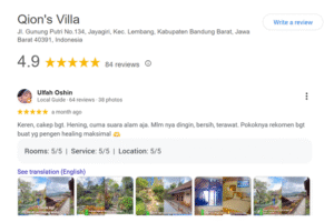 Review positif tamu yang menginap di Qion’s Villa