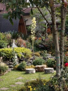 Taman yang rapi di kawasan villa