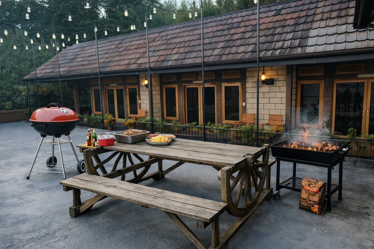 Alat BBQ dan teras luas yang nyaman