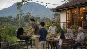 Ilustrasi BBQ bersama keluarga