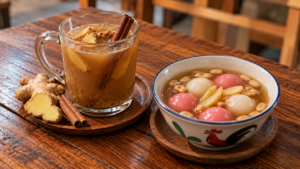 Bandrek dan wedang ronde hangat cocok sebagai camilan di Lembang